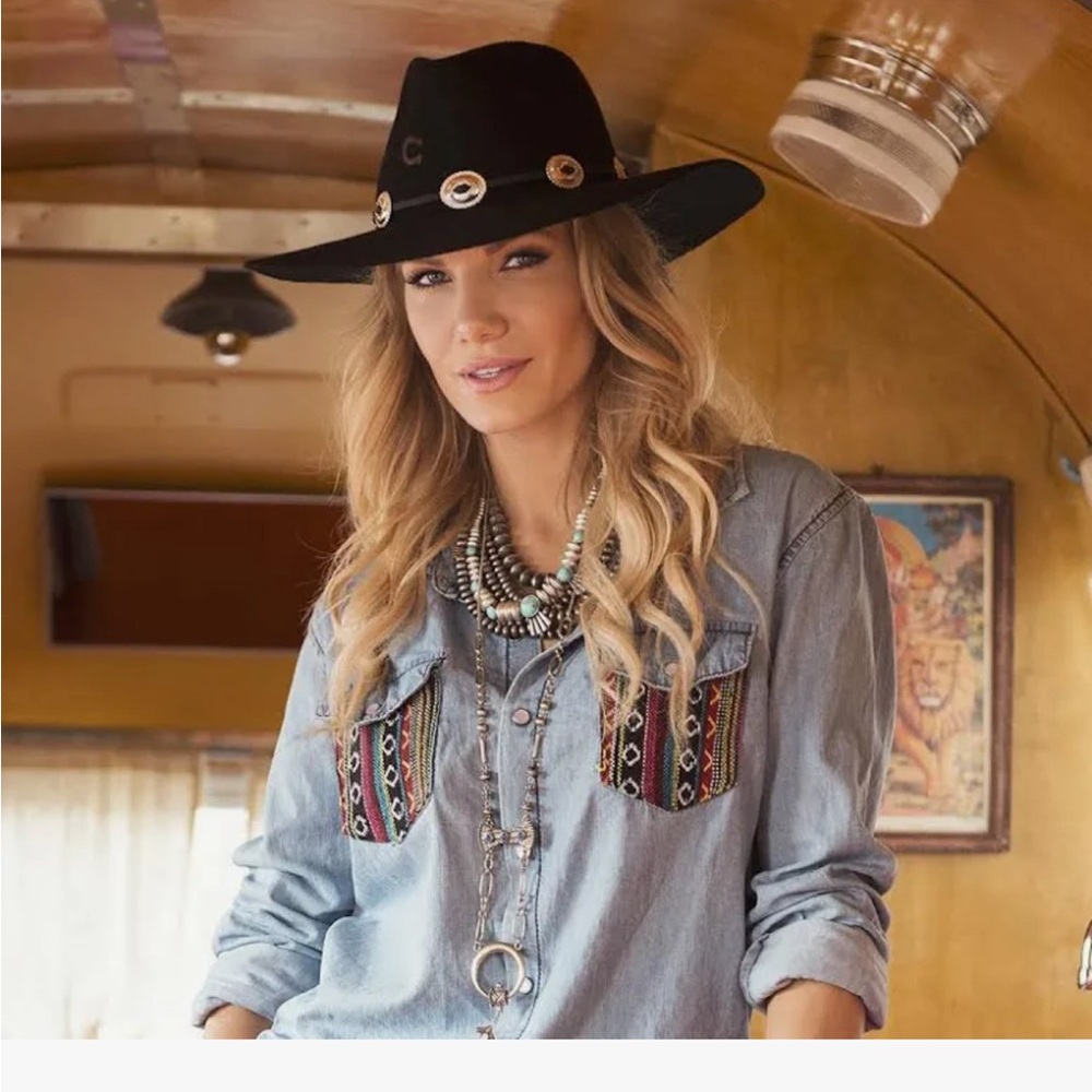 Black Charlie horse traveler cowboy hat, women's size medium - Picture 5 of 5